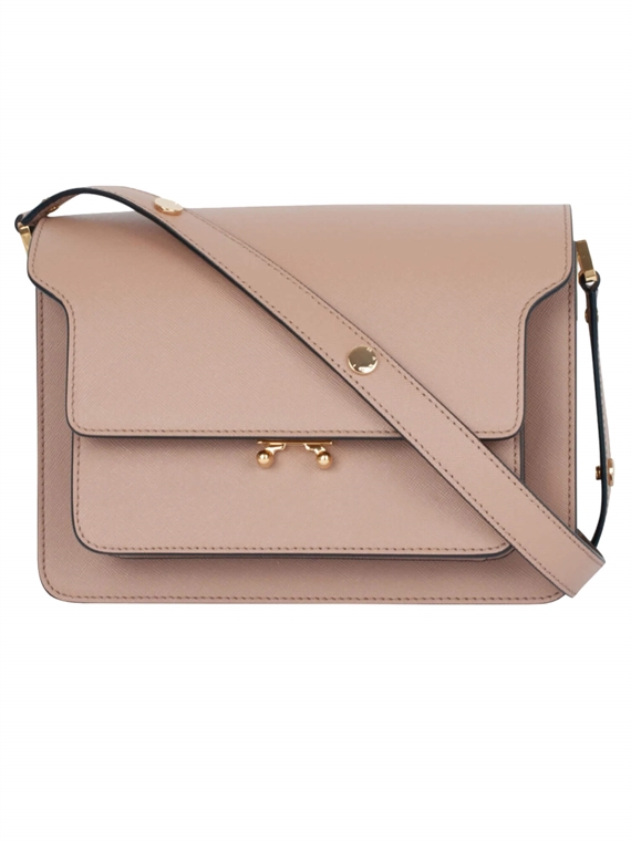 Marni Medium Trunk Saffiano Bag, Beige